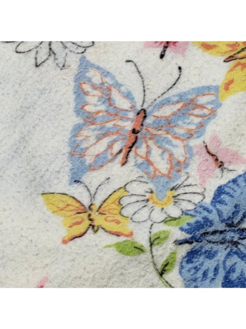 Vintage Cannon Mills Butterfly Blanket Twin Pale yellow Pilled Soft comfy